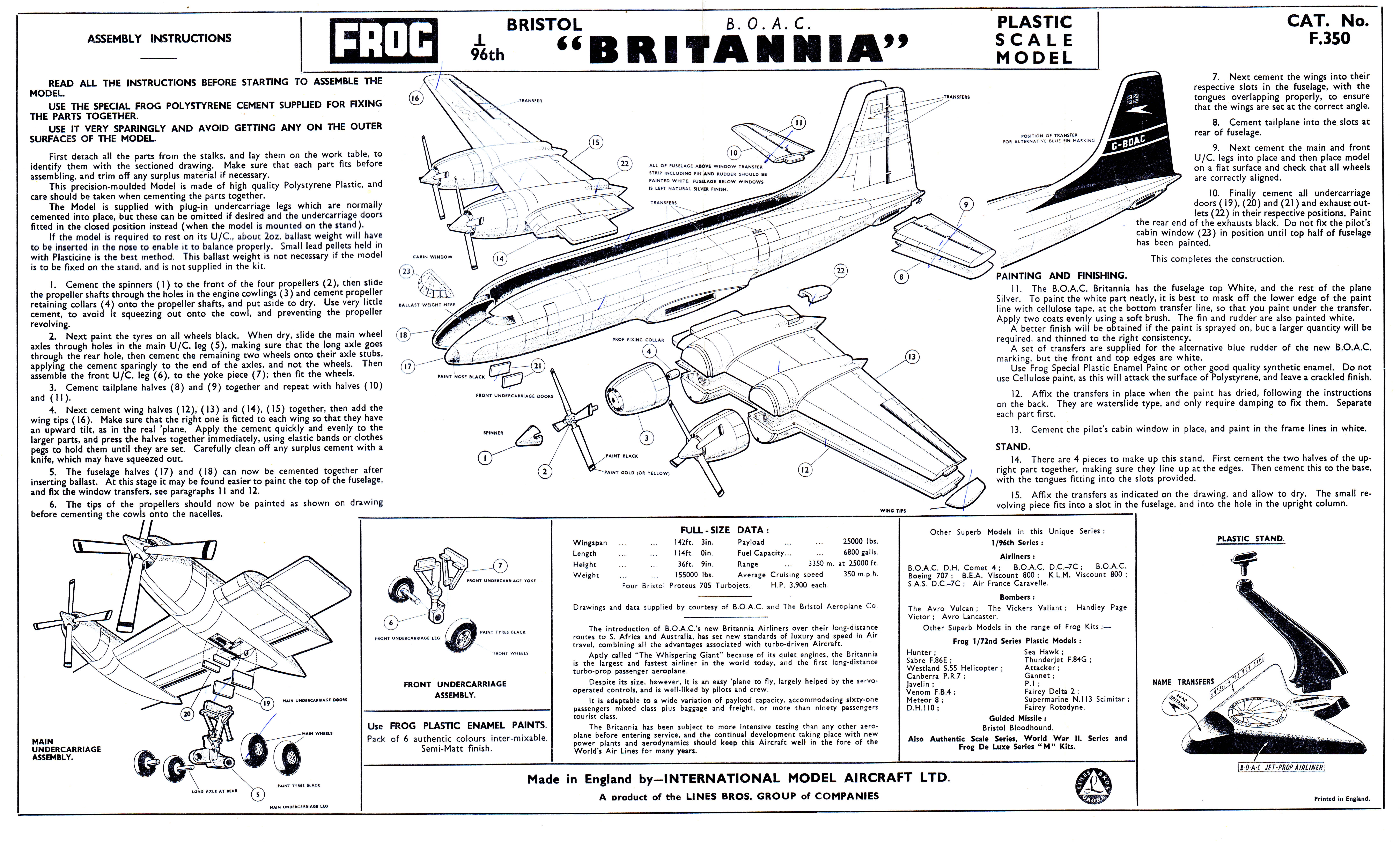  Коробка FROG 350.P The B∙O∙A∙C Bristol Britannia Jet-prop Liner 